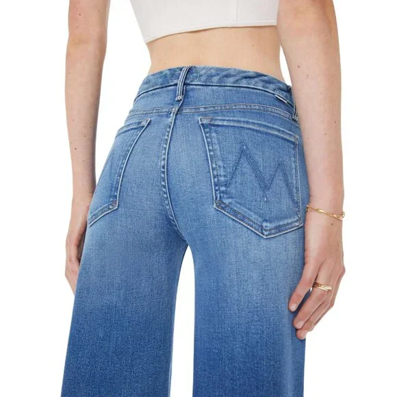 Mother The Roller Fray Wide Leg Denim Jeans Women's 32 Work Hard Play Hard NWT